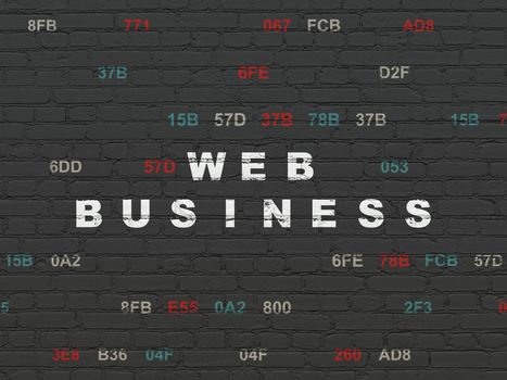 Web design concept: Painted white text Web Business on Black Brick wall background with Hexadecimal Code