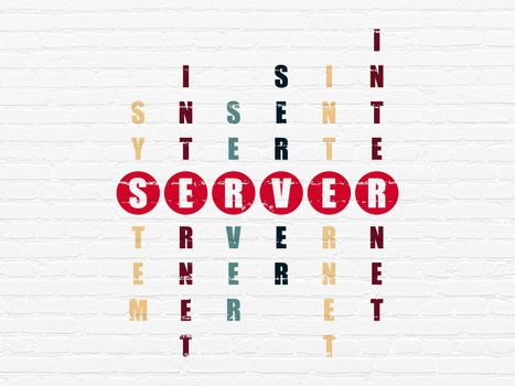 Web development concept: Painted red word Server in solving Crossword Puzzle