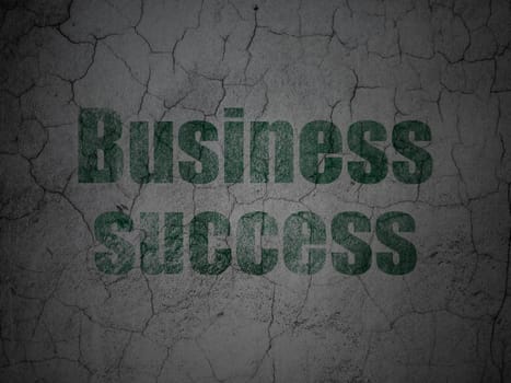 Business concept: Green Business Success on grunge textured concrete wall background