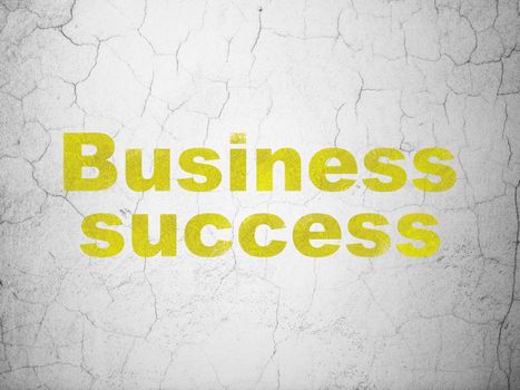 Business concept: Yellow Business Success on textured concrete wall background