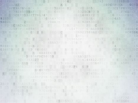 Business concept: Painted green Light Bulb icon on Digital Data Paper background
