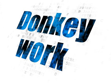 Business concept: Pixelated blue text Donkey Work on Digital background