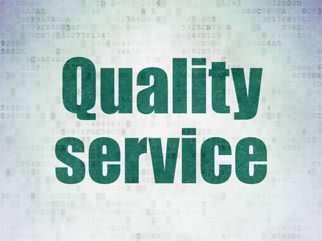 Business concept: Painted green word Quality Service on Digital Data Paper background