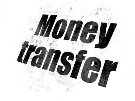 Business concept: Pixelated black text Money Transfer on Digital background