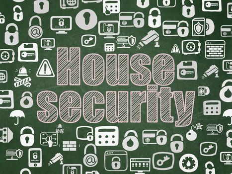 Privacy concept: Chalk Pink text House Security on School board background with  Hand Drawn Security Icons, School Board
