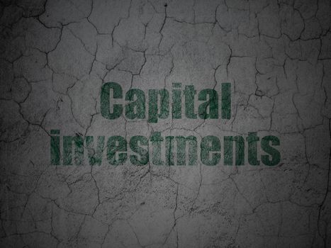 Banking concept: Green Capital Investments on grunge textured concrete wall background