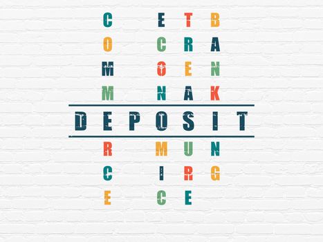 Currency concept: Painted blue word Deposit in solving Crossword Puzzle