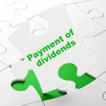 Currency concept: Payment Of Dividends on White puzzle pieces background, 3D rendering