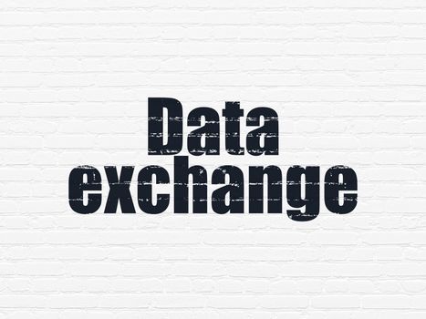 Data concept: Painted black text Data Exchange on White Brick wall background