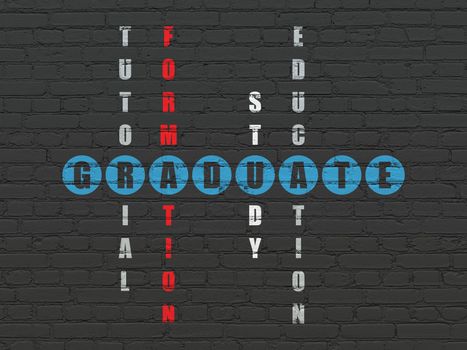 Learning concept: Painted blue word Graduate in solving Crossword Puzzle