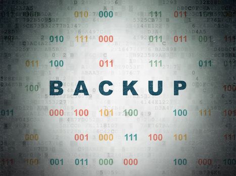 Database concept: Painted blue text Backup on Digital Data Paper background with Binary Code