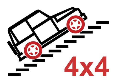 Conceptual sign to show what a 4x4 vehicle can do