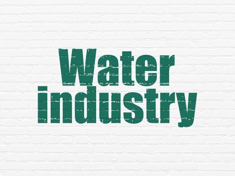 Industry concept: Painted green text Water Industry on White Brick wall background