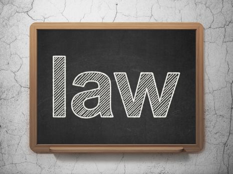 Law concept: text Law on Black chalkboard on grunge wall background, 3D rendering