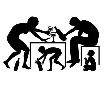Father and mother with drinking problems are role models for their children in childhood education
