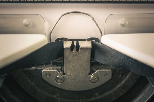 close-up of typewriter with paper sheet, Space for your text.