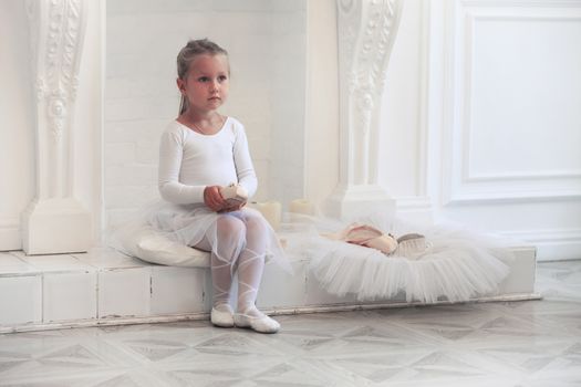 Little Ballerina. Dancer Girl Wearing White Tutu