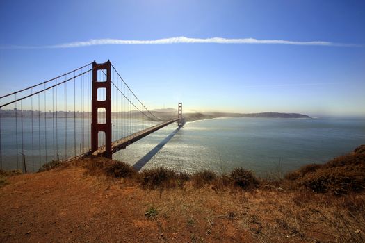 Golden Gate Bridge and San Francisco Bay at sunset