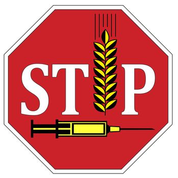 Concept sign and symbol to ban GMO Wheat Farming