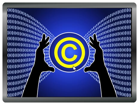 Concept sign of stealing copyrighted material from the Internet