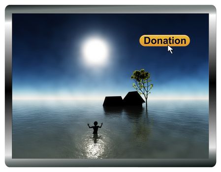 Website of a charitable organization collecting digital donations for flood victims