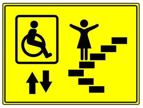 Elevator sign for mobility impaired people like wheelchair user