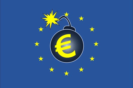Concept sign of the current debt crisis within the Euro Countries