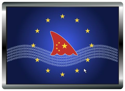 Concept sign for the Chinese espionage in the European Union