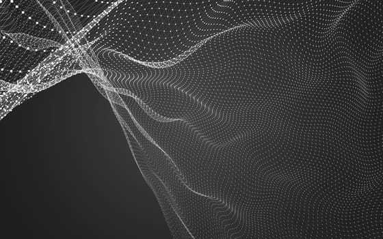 Abstract polygonal space low poly dark background with connecting dots and lines. Connection structure. 3d rendering