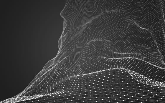 Abstract polygonal space low poly dark background with connecting dots and lines. Connection structure. 3d rendering