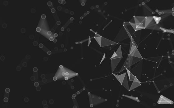 Abstract polygonal space low poly dark background with connecting dots and lines. Connection structure. 3d rendering