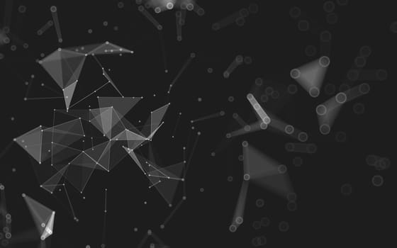 Abstract polygonal space low poly dark background with connecting dots and lines. Connection structure. 3d rendering