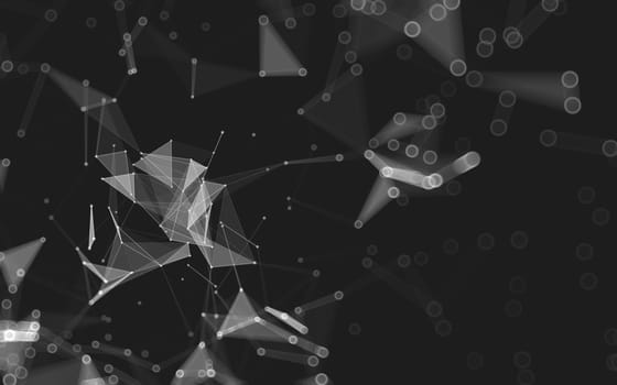 Abstract polygonal space low poly dark background with connecting dots and lines. Connection structure. 3d rendering