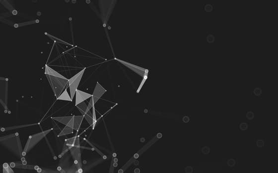 Abstract polygonal space low poly dark background with connecting dots and lines. Connection structure. 3d rendering