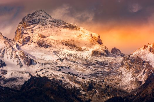 Scenic view of the Grand Teton mountain range