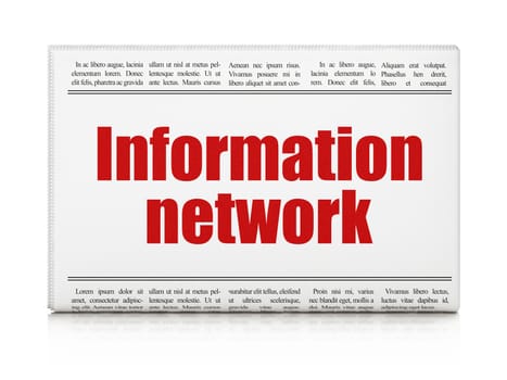 Information concept: newspaper headline Information Network on White background, 3D rendering