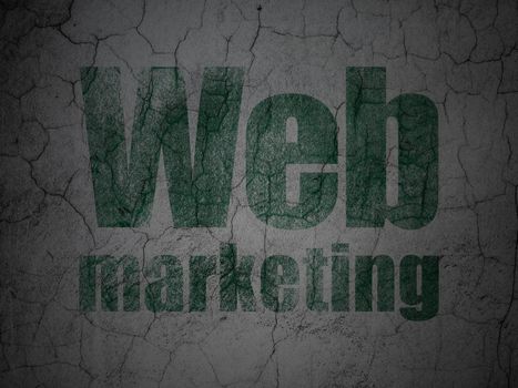 Web development concept: Green Web Marketing on grunge textured concrete wall background