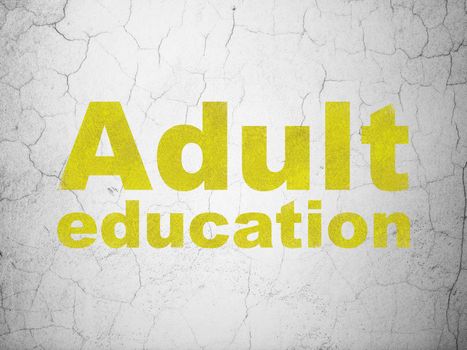 Education concept: Yellow Adult Education on textured concrete wall background