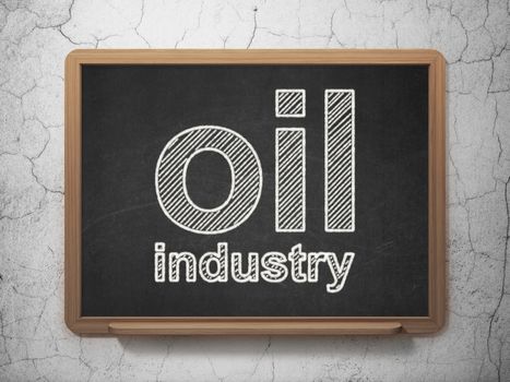 Industry concept: text Oil Industry on Black chalkboard on grunge wall background, 3D rendering