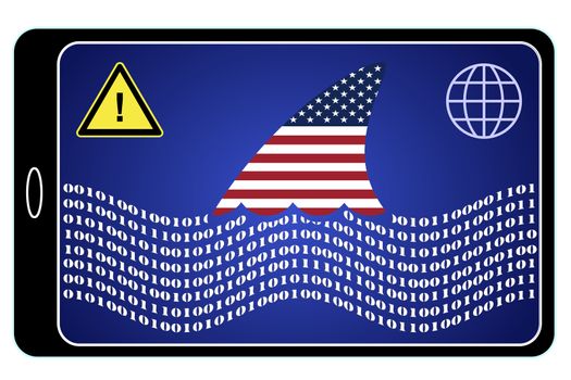 Concept sign of cell phone tracking software questioning privacy