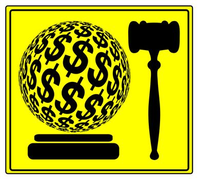 Concept sign for the financial punishment in court or sue for damages and compensation
