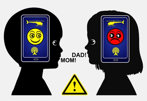 Parents strictly control their kids by cell phone in childhood education
