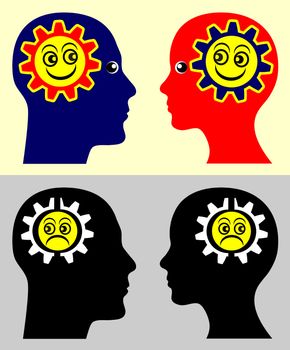 Psychological concept sign showing that people take on the moods and attitudes of those around them