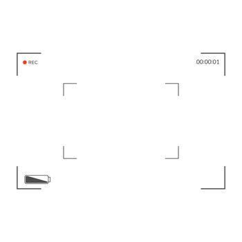 Black and white slr digital camera viewfinder. Camera back and focus frame view. Modern focusing screen. illustration
