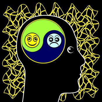 Alternation of the emotional state between euphoria and depression as part of bipolar disorder