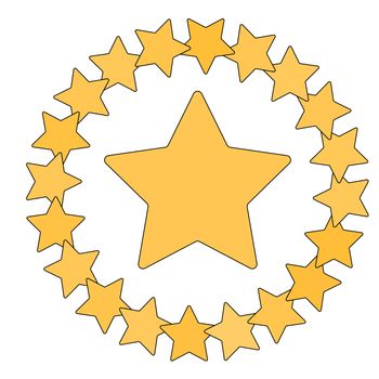 Star in circle shape. Starry border frame icon isolated on a white background