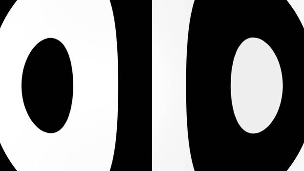 abstract background with black and white elements. Hypnotic backdrop. 3d rendering