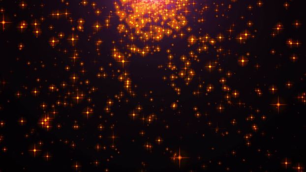 Abstract background with celebration stars. Orange theme. 3d rendering