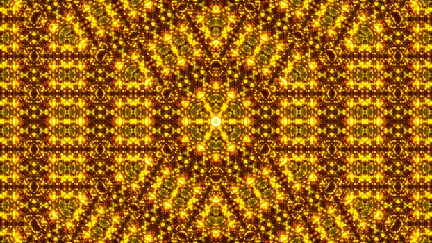 Gold abstract kaleidoscope background. Digital illustration. 3d rendering