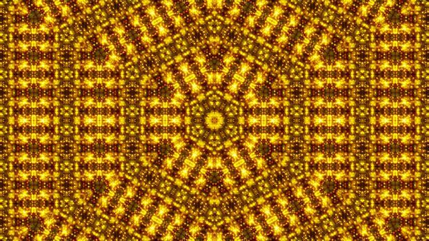 Gold abstract kaleidoscope background. Digital illustration. 3d rendering
